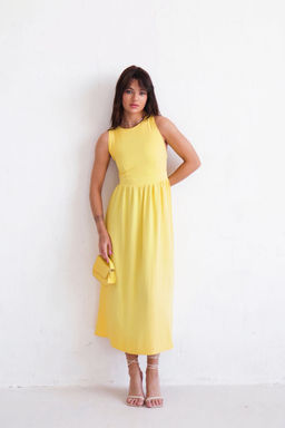 Платье с перекрещенными бретелями жёлтое - Martichelli фото 19