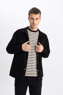 Хлопковая куртка-рубашка с длинными рукавами Relax Fit - Defacto фото 4