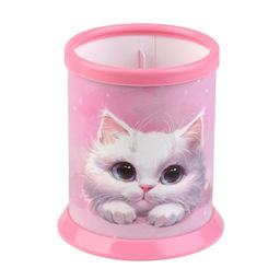 Подставка для канцелярских принадлежностей Феникс+, арт.73379/ 48 БЕЛЫЙ КОТ (7,6х10 см, полипропилен