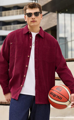 Рубашка вельвет F221-0470 bordo