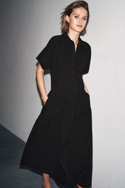 ZW COLLECTION POPLIN SHORT SLEEVE DRESS - Zara фото 4