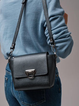 Сумка кожаная через плечо Azaro 3520 черный металлик