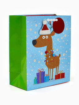 Набор подарочных пакетов «Новый год», 3 шт., голография, с шильдиком и объёмным декором, 25×30.5×12.5 см