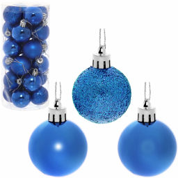 Цена за 2 шт. Новогодние шары 4 см (набор 24 шт) "Микс фактур", синий