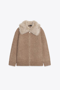 100% WOOL FAUX FUR LAPEL JACKET - Zara фото 5