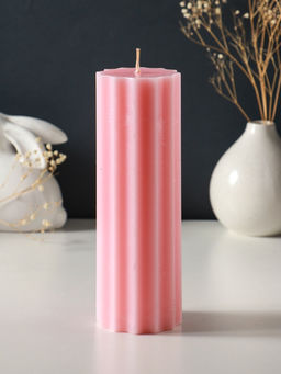 Свеча - цилиндр 7×20 см, 600 г, с крупными гранями, розовый