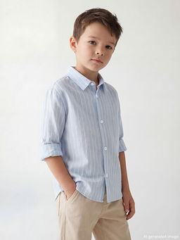 ?izgili Keten Kar???ml? Erkek ?ocuk G?mlek