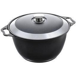 Кастрюля с антипригарным покрытием 8л, д40см "Традиция", h18,5см, литая, металлическая жаропрочная крышка с пластмассовой ручкой-кнопкой (Россия)