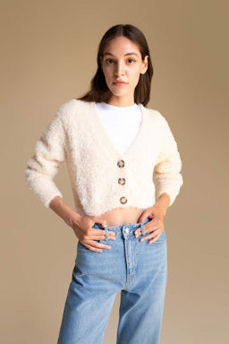 Кардиган стандартного кроя с V-образным вырезом