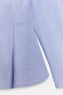 CAMISA POPEL?N PEPLUM ZW COLLECTION / Azul vigor? - Zara фото 9