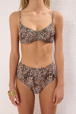 Leopar Desenli Mix Balconette Yuksek Bel Regular Bikini Tak?m? TBESS25BT00142