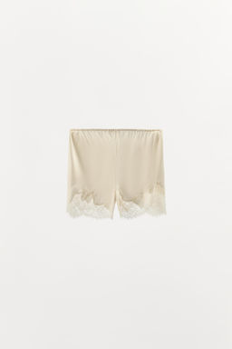 SHORTS LENCERO SATINADO ENCAJE / Crudo - Zara фото 5