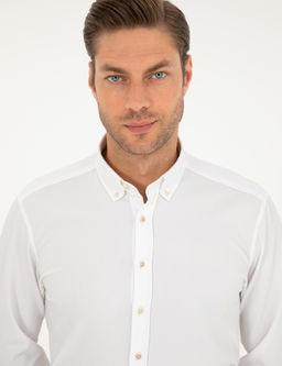 Beyaz Slim Fit Uzun Kollu G_mlek - Pierre cardin фото 2