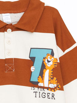 Polo Yaka Bask?l? Erkek Bebek Sweatshirt ve E?ofman Alt 2li Tak?m - Waikiki фото 3