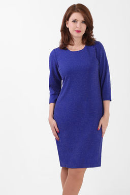 Платье синее с брошью