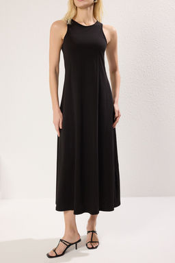 TRENDYOLMILLA Siyah Halter Yaka A Line/Can Kesim Maxi Orme Elbise TWOSS25EL00226 фото 9