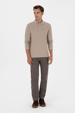 Erkek Regular Fit Vizon Kanvas / Chino Pantolon