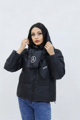 Демисезонная женская куртка весна осень +дутый шарф-косынка 8193