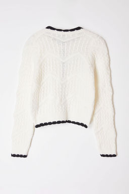 TRENDYOLMILLA Ekru Kurdele/Fiyonk Detayl? Boncuk Islemeli Triko H?rka TWOAW25HI00247  фото 7