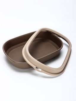 Лоток для кошек Фур-Мур 48×35.5 см с бортом + совок, Soft-touch, капучино