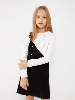 Bisiklet Yaka Bask?l? Uzun Kollu K?z ?ocuk Ti??rt - Waikiki фото 2