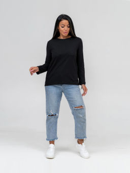 Лонгслив женский, цвет черный