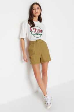 Haki Kemer Detayl? Dokuma Sort TWOSS19IE0062 - Trendyolmilla фото 8