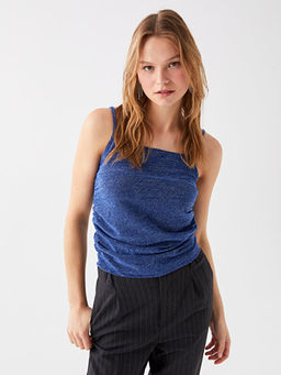 Kare Yaka Ask?l? Parlak G?r?n?ml? Kad?n Bluz