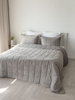 Покрывало вельвет 240x260 серый вельвет