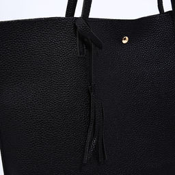 Сумка - шоппер женская на кнопке, с монетницей, 35×10×28 см, чёрная