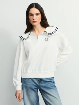 Толстовка из хлопка с отложным воротником / Zarina  фото 8