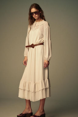 COTTON GAUZE DRESS WITH BELT - Zara фото 4