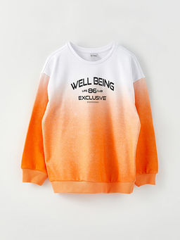 Bisiklet Yaka Bask?l? Uzun Kollu K?z ?ocuk Sweatshirt
