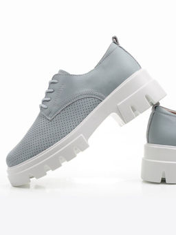 03-HY11-3D GRAY/LT. BLUE Полуботинки летние женские (натуральная кожа)