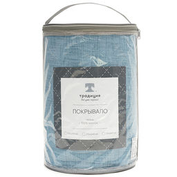 Покрывало стеганое 215х240 Традиция, поплин, 100% хлопок, Серо-голубой текстура 215х240  фото 6