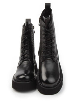 01-C1112-1 BLACK Ботинки демисезонные женские (натуральная кожа, байка)