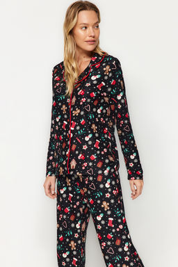 Siyah Yumusak Hissiyatl? Y?lbas? Temal? Orme Pijama Tak?m? THMAW24PT00051 - Trendyolmilla фото 6