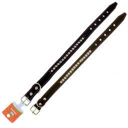 Ошейник кожаный на синтепоне Ёж, 69 х 3.6 см, ОШ 45-60 см, чёрный - Пижон фото 6