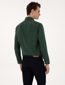 Ye_il Flanel Dokulu Slim Fit Uzun Kollu G_mlek - Pierre cardin фото 5
