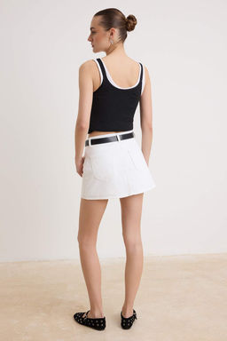 Beyaz Yuksek Bel Denim Sort Etek TWOSS26SR00149 - Trendyolmilla фото 4