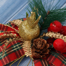 Ёлочная игрушка Зимнее волшебство. Новогодний стиль пластик, бант клетка ягоды, 1411 см, красный фото 3