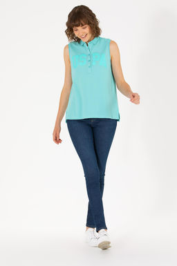 Мятная женская футболка с воротником-поло - U.s. polo assn фото 18