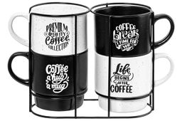 Набор 4 кружек 430 мл 13,5*9,5*9,5 см Кофе на металлической подставке - Elan gallery фото 4