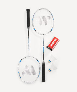 Набор для бадминтона Wish Steeltec 9 (2 ракетки + 2 волана), белый/синий  фото 2
