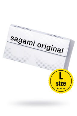 Презервативы Sagami, original 0.02, L-size, гладкие, 19 см, 5,8 см, 10 шт.