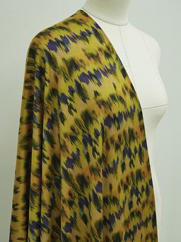 Штапель Премиум Икат цв.горчица/фиолетовый, ш.1.5м, вискоза-100%, 125гр/м.кв - Купава фото 18