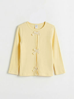 Bisiklet Yaka Fiyonk Detayl? K?z ?ocuk Ti??rt