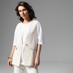 Жилет на подкладе с кружевом, Искусство переговоров (beige) - Charutti фото 8