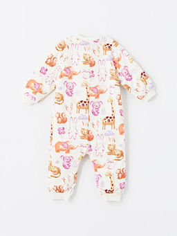 B?organic Bisiklet Yaka Uzun Kollu Bask?l? K?z Bebek Tulum - Waikiki фото 3