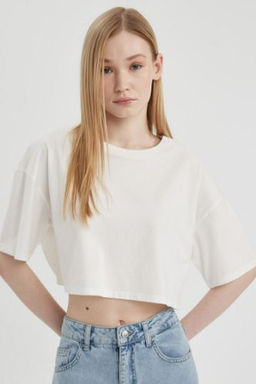 Coool Loose Fit Bisiklet Yaka Basic Duz K?sa Kollu Tisort